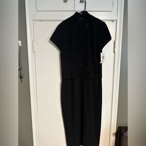 Black Cheongsam Evening Dress (NWT) Vintage Formal / Jessica Howard Size 16 Prom